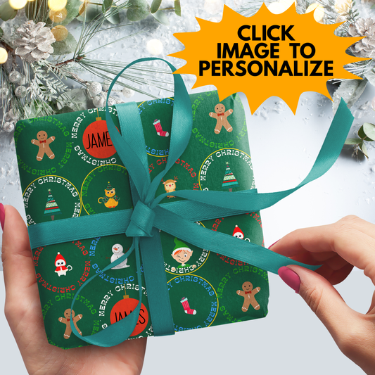 Personalized Merry Christmas Circles Wrapping paper sheets