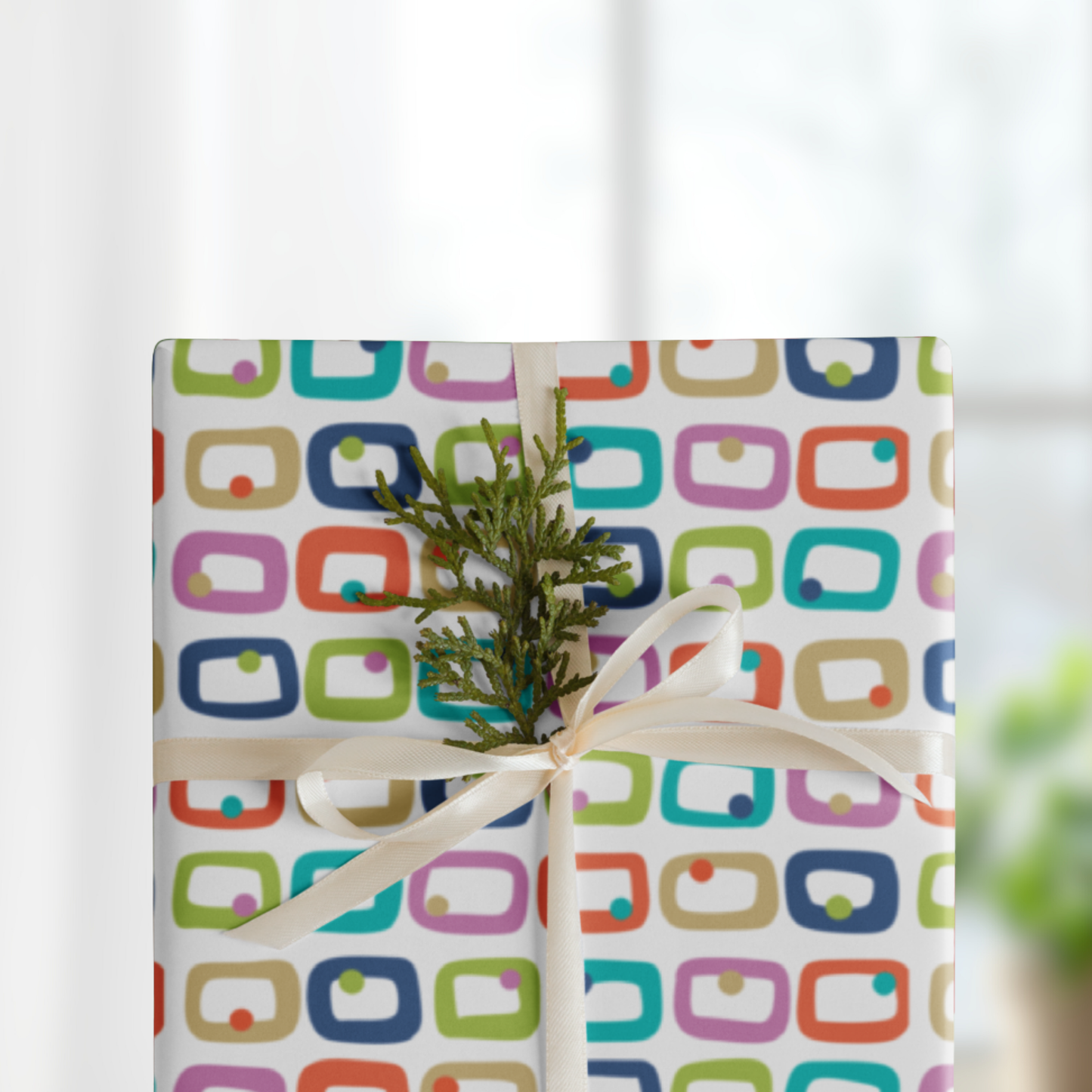 Retro Rectangles Gift Wrap Sheets (set of 3) - Celebration