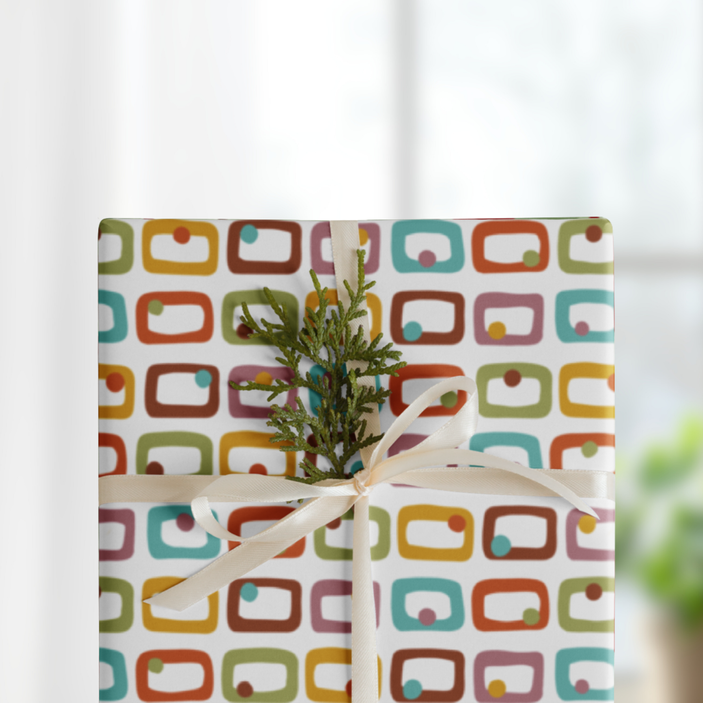 Retro Rectangles Gift Wrap Sheets (set of 3) - Celebration