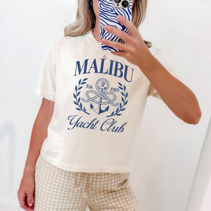Womens Cropped Boxy Tee Malibu Yacht Club