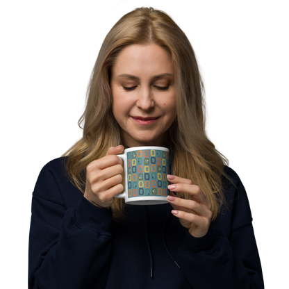 Retro Rectangles White Mug - Downtown Dusk