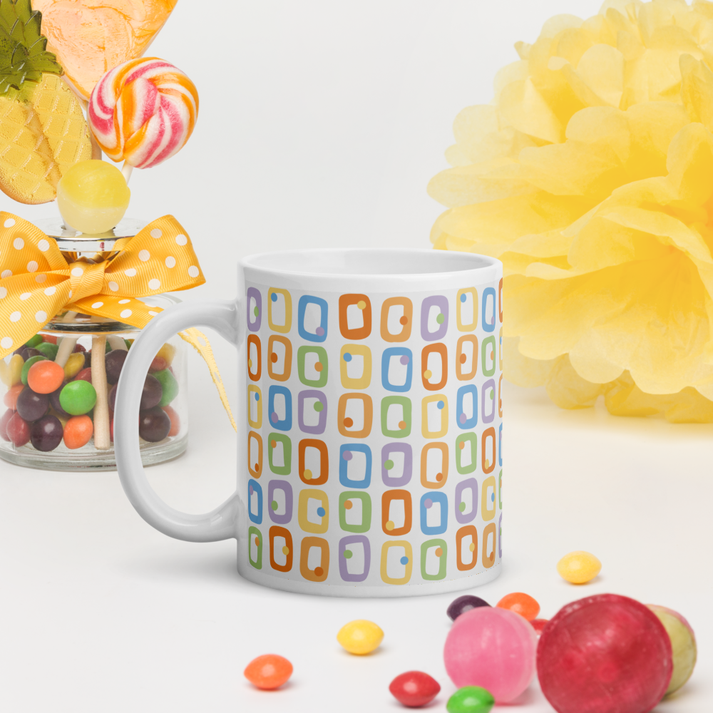 Retro Rectangles White Mug - I'm Faded