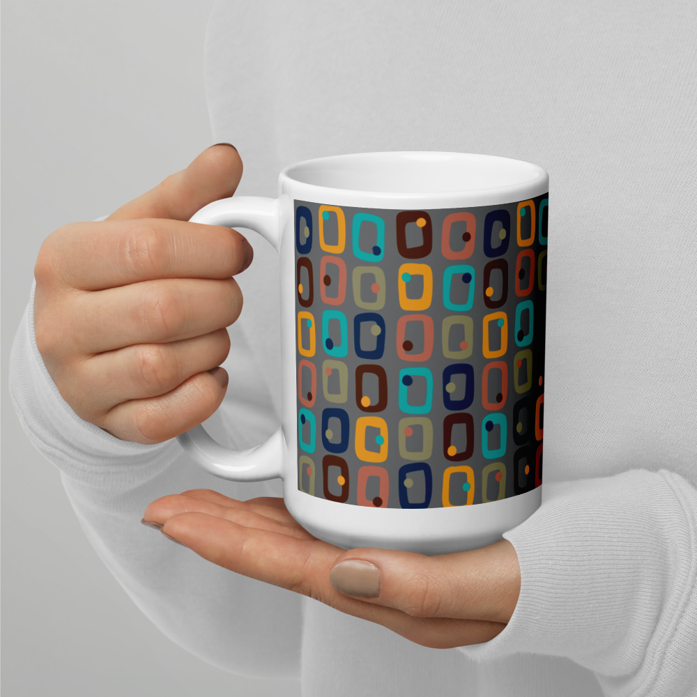 Retro Rectangles White Mug - Traffic Jam