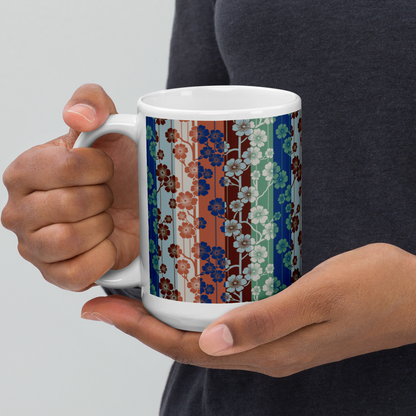 Sakura Stripes White Mug - Go Go