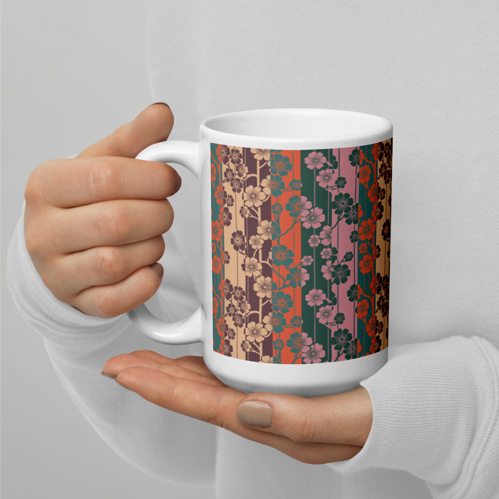 Sakura Stripes White Mug - Inyo
