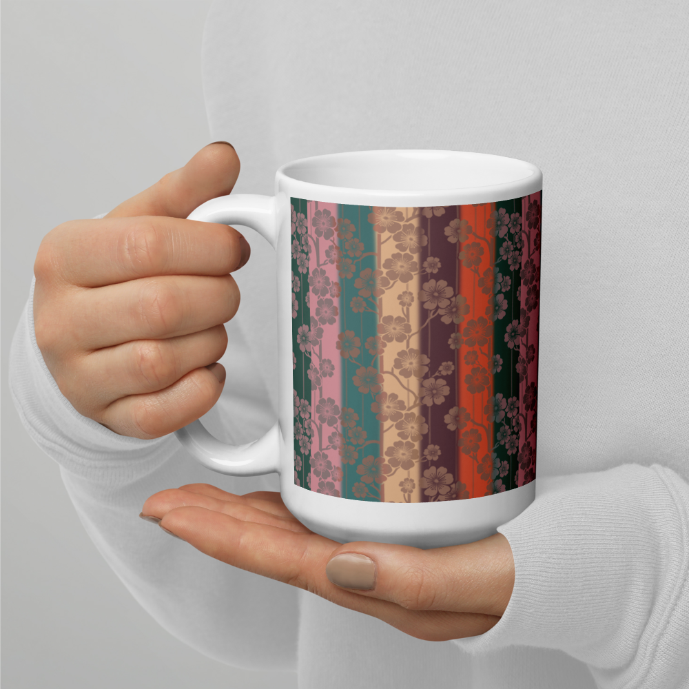 Sakura Stripes White Mug - Midlife