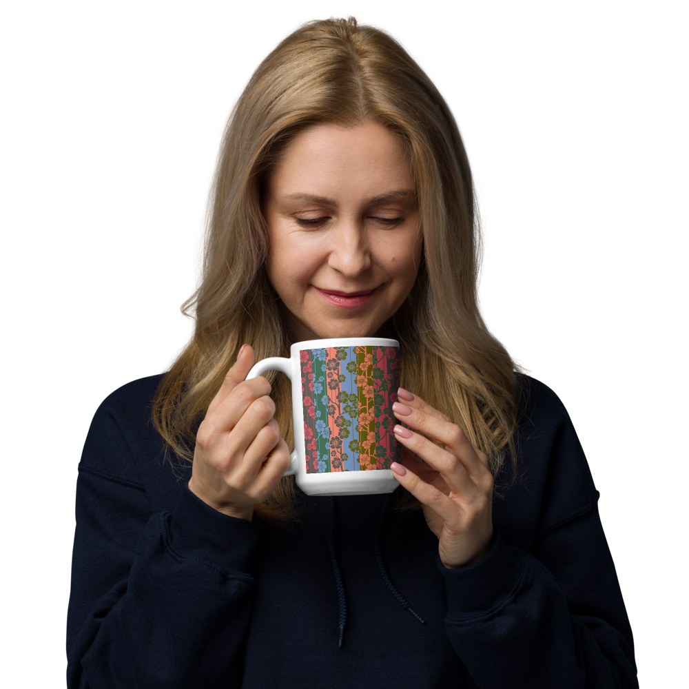 Sakura Stripes White Mug - Aloha