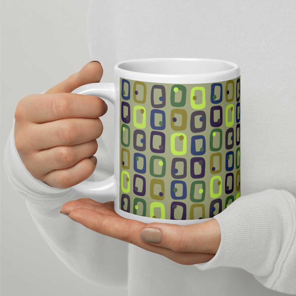 Retro Rectangles White Mug - Last Call