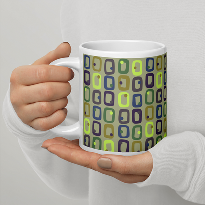 Retro Rectangles White Mug - Last Call
