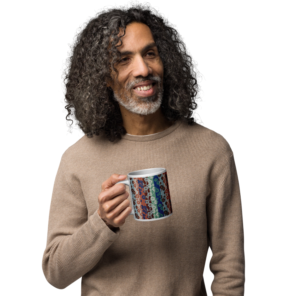 Sakura Stripes White Mug - Go Go