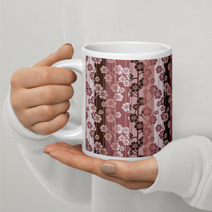 Sakura Stripes White Mug - In Bloom