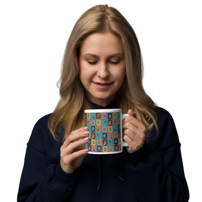 Retro Rectangles White Mug - Traffic Jam