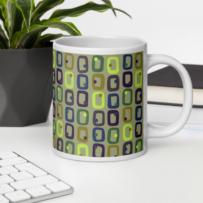 Retro Rectangles White Mug - Last Call