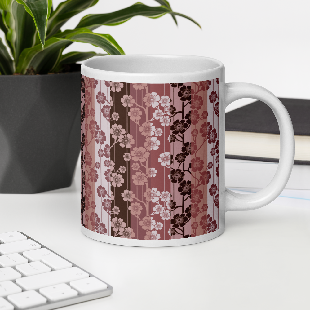 Sakura Stripes White Mug - In Bloom