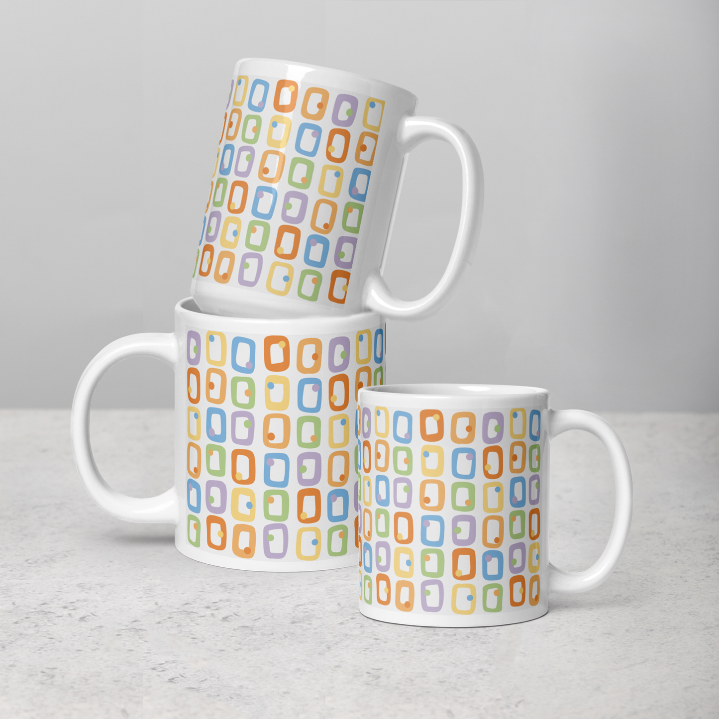 Retro Rectangles White Mug - I'm Faded