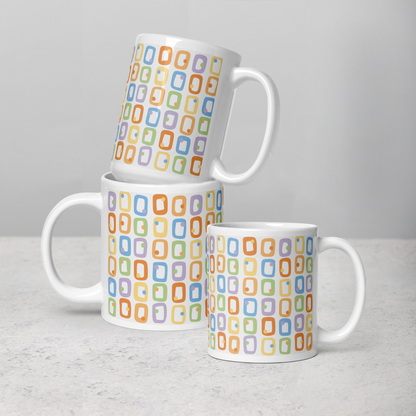 Retro Rectangles White Mug - I'm Faded
