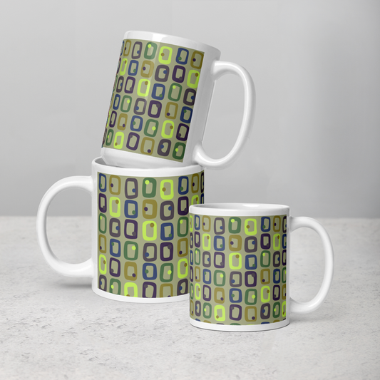 Retro Rectangles White Mug - Last Call