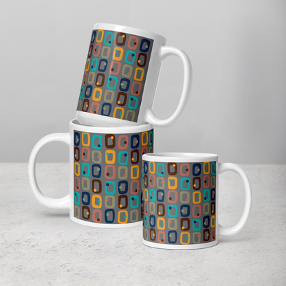 Retro Rectangles White Mug - Traffic Jam