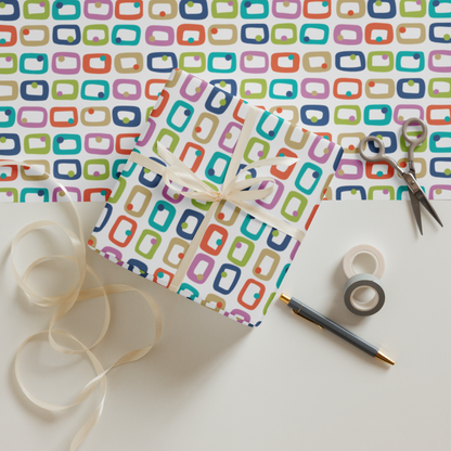 Retro Rectangles Gift Wrap Sheets (set of 3) - Celebration
