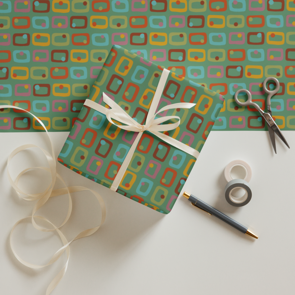 Retro Rectangles Gift Wrap Sheets (set of 3) - Celebration