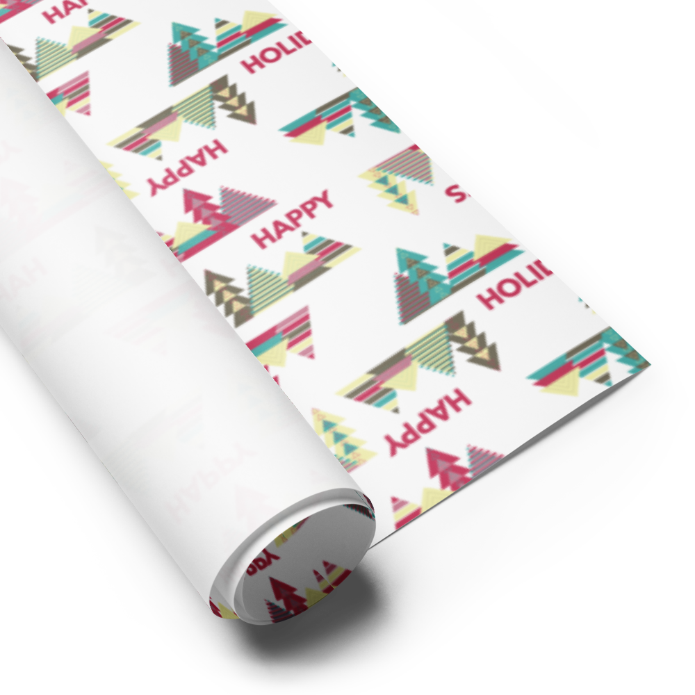 Happy Holiday Trees Gift Wrap Roll - White