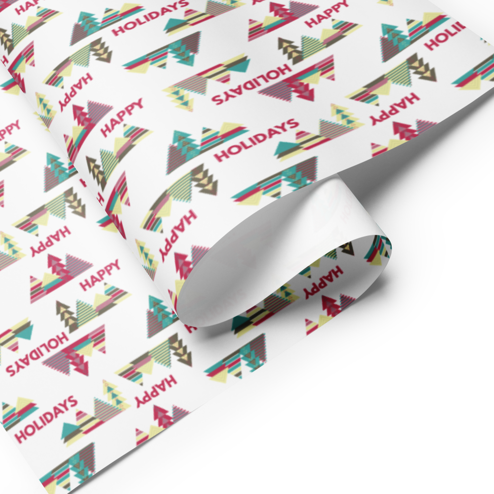 Happy Holiday Trees Gift Wrap Roll - White