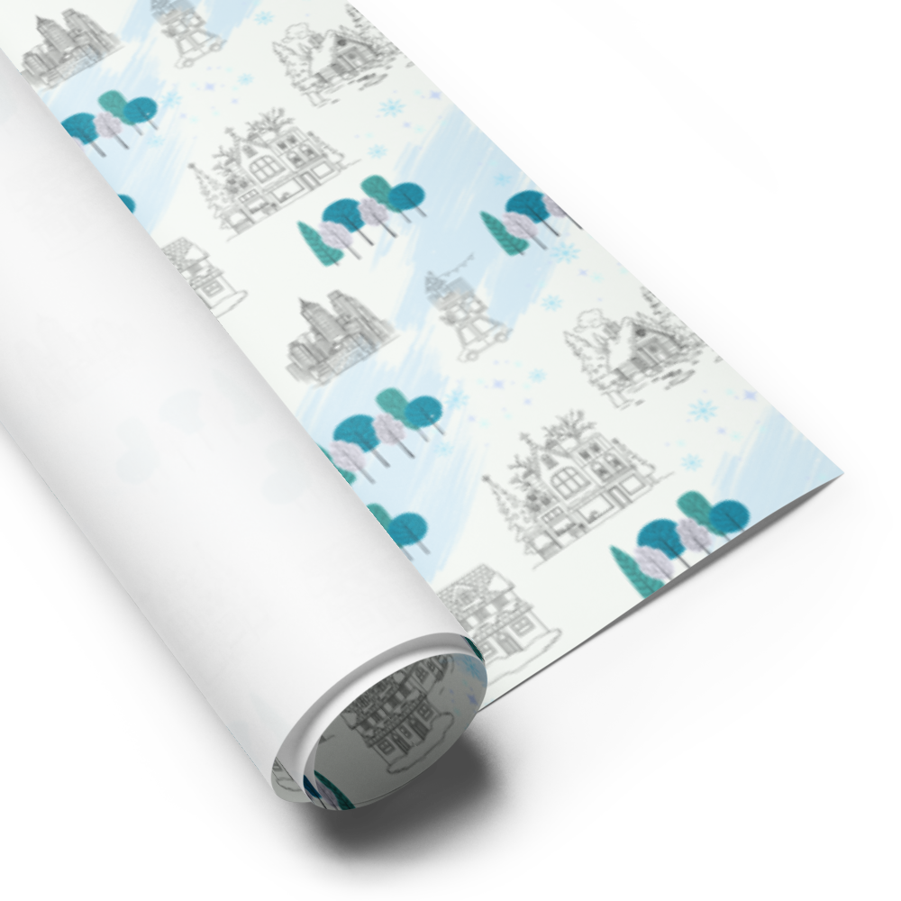 Home For The Holidays Gift Wrap Roll - Teal