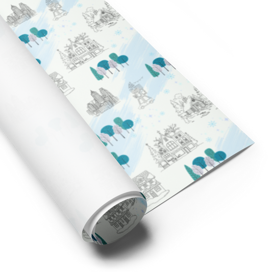 Home For The Holidays Gift Wrap Roll - Teal