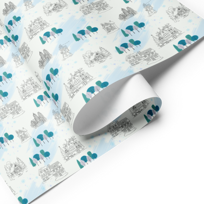 Home For The Holidays Gift Wrap Roll - Teal