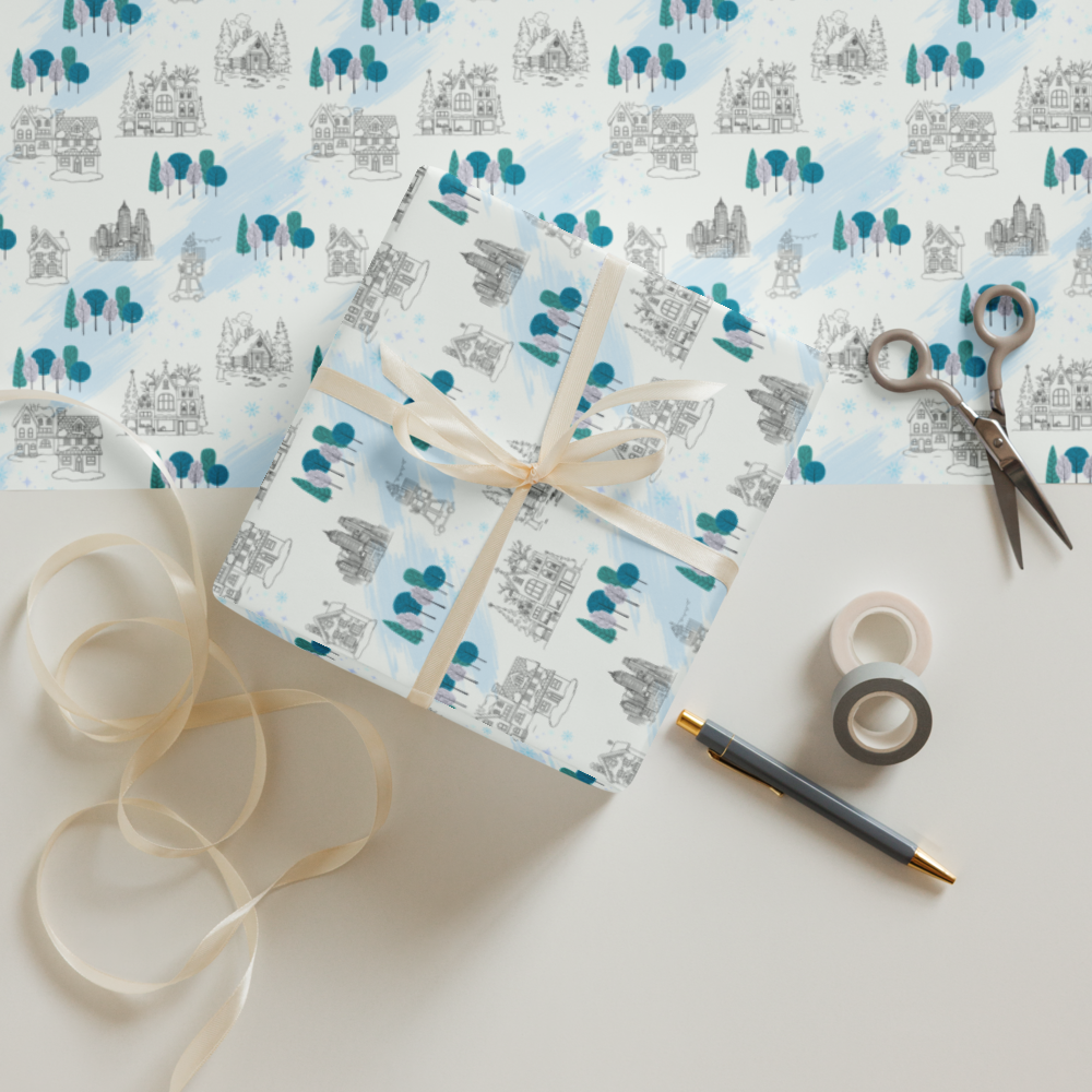 Home For The Holidays Gift Wrap Roll - Teal