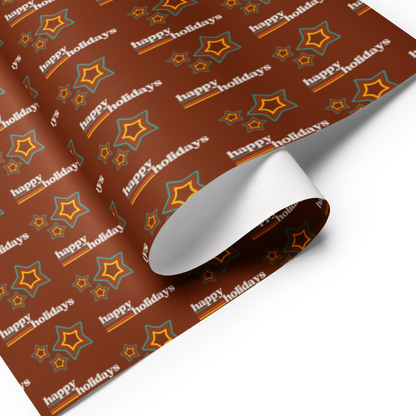 Holiday Stars Gift Wrap Roll -Red