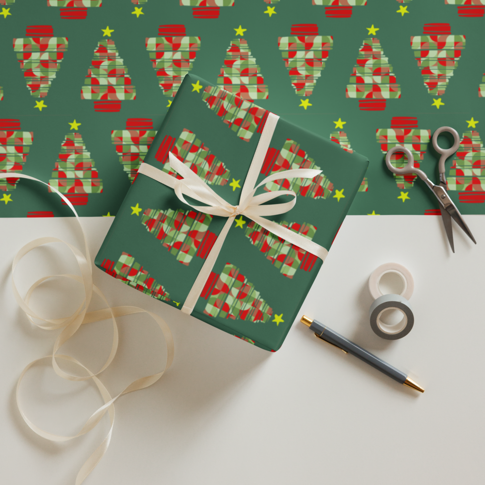 Neo Geo Christmas Treeo Gift Wrap Roll