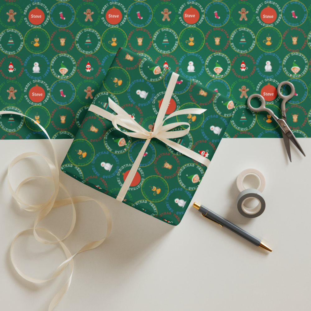 Personalized Merry Christmas Circles Wrapping paper sheets