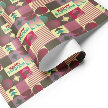 Happy Holidays GIft Wrap Roll - Yellow