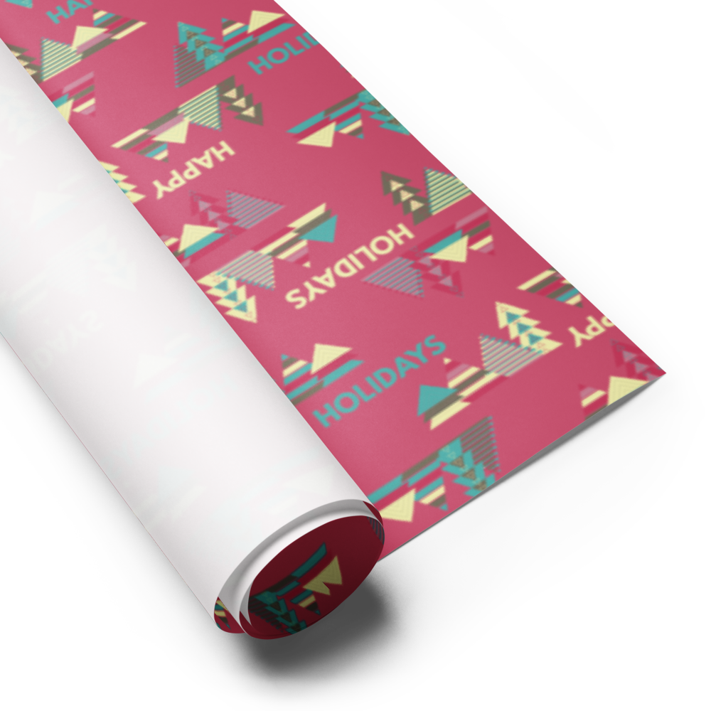 Happy Holiday Trees Gift Wrap Roll - Pink