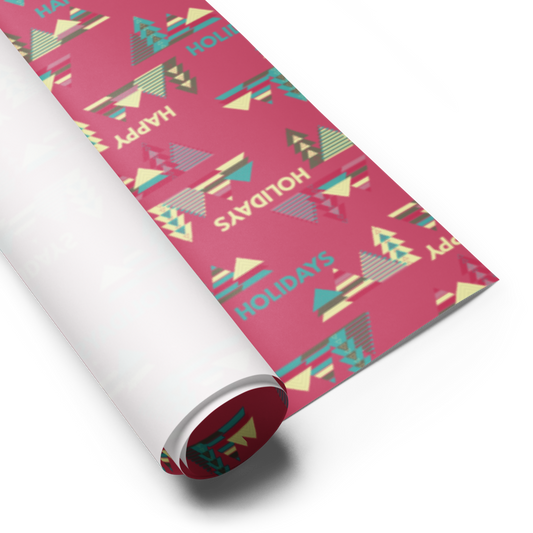 Happy Holiday Trees Gift Wrap Roll - Pink