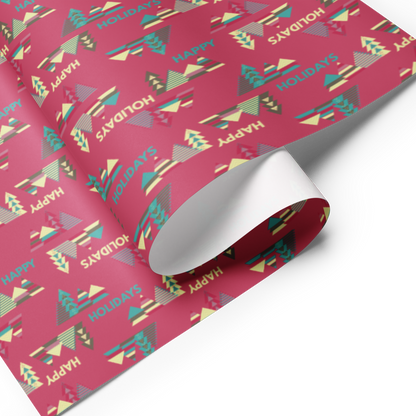 Happy Holiday Trees Gift Wrap Roll - Pink