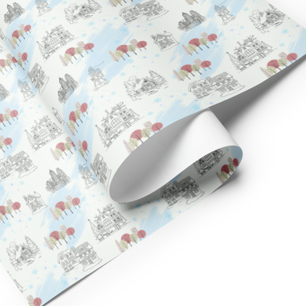 Home For The Holidays Gift Wrap Roll - Pink