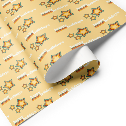 Holiday Stars Gift Wrap Roll - yellow