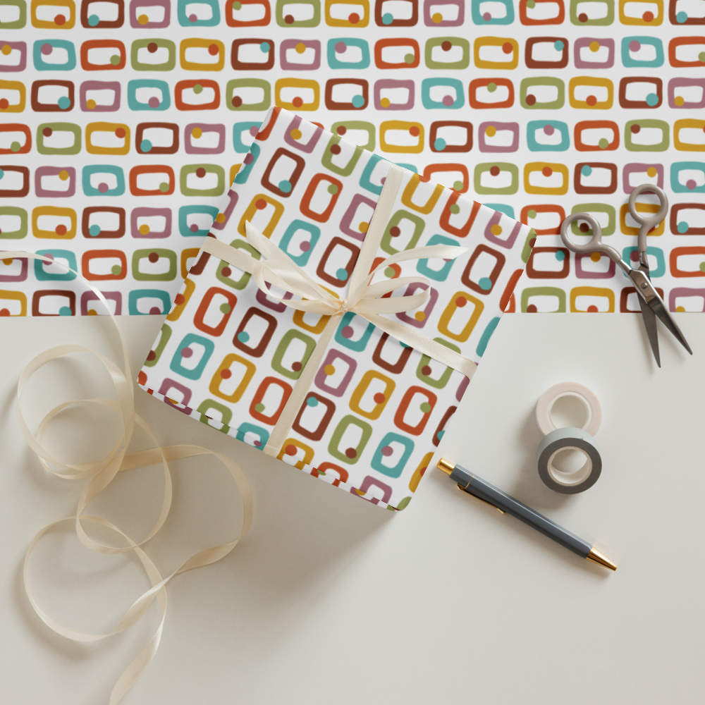 Retro Rectangles Gift Wrap Sheets (set of 3) - Celebration