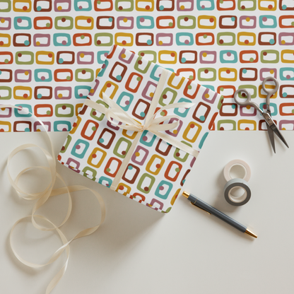 Retro Rectangles Gift Wrap Sheets (set of 3) - Celebration
