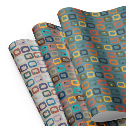 Retro Rectangles Gift Wrap Sheets (set of 3) - City Life