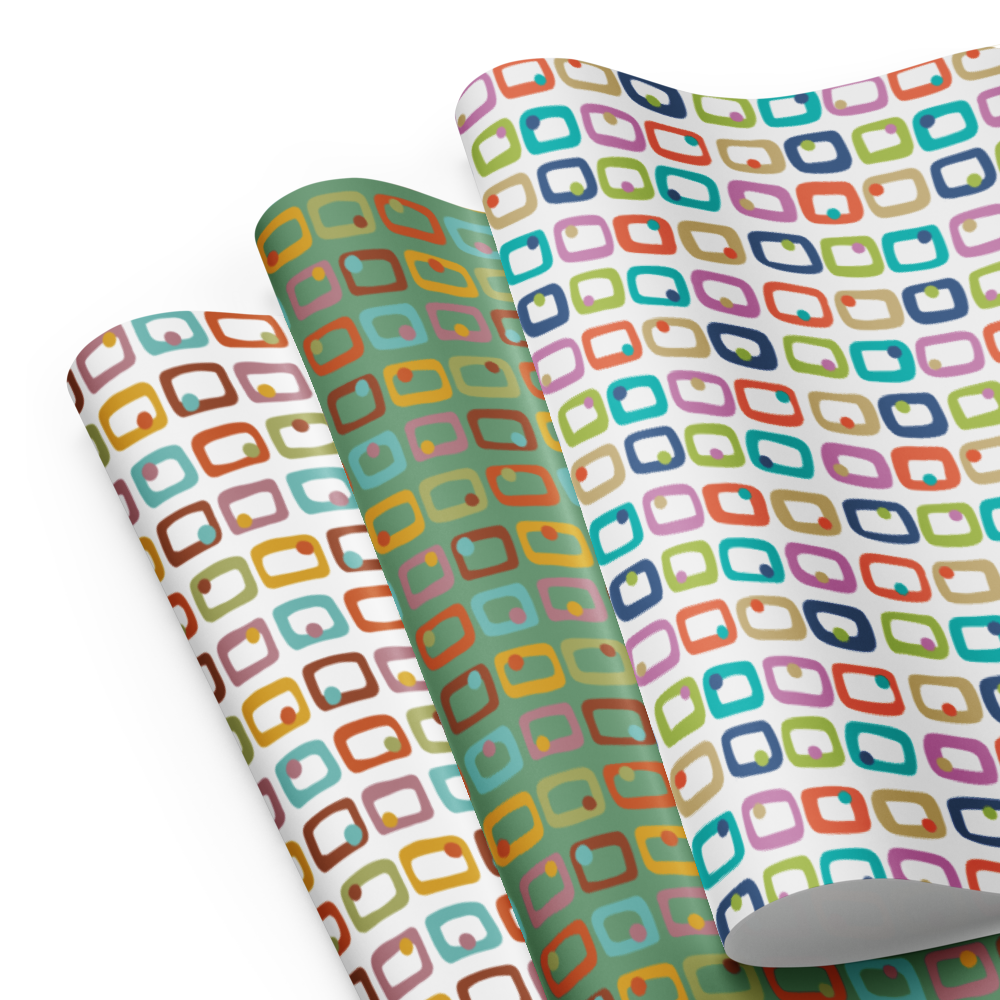Retro Rectangles Gift Wrap Sheets (set of 3) - Celebration