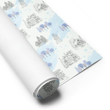 Home For The Holidays Gift Wrap Roll - Blue