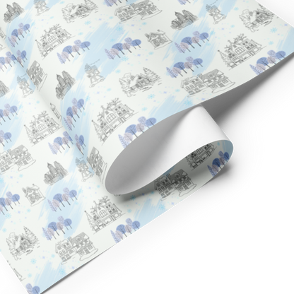 Home For The Holidays Gift Wrap Roll - Blue