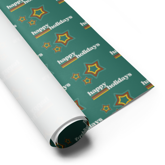Holiday Stars Gift Wrap Roll - Green