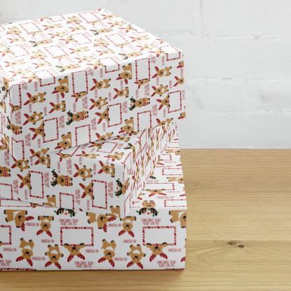 Personalized Christmas Reindeer Wrapping Paper Sheets