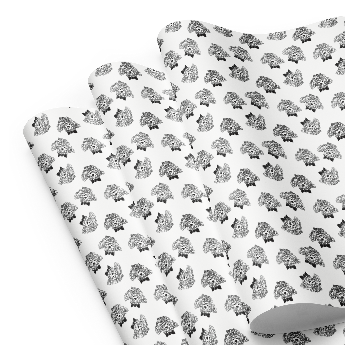 Miniature Poodle Doodle Gift Wrap Sheets (set of 3) - Nico