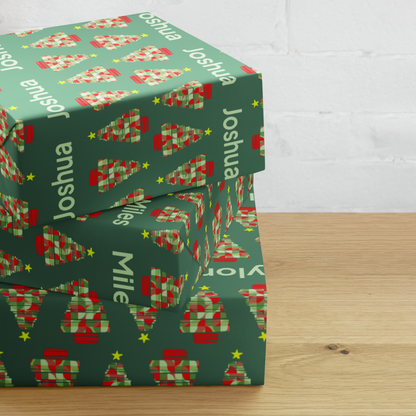 Neo Geo Christmas Treeo Personalized Gift Wrap Sheets (set of 3)