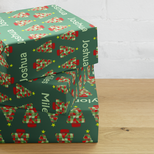 Neo Geo Christmas Treeo Personalized Gift Wrap Sheets (set of 3)